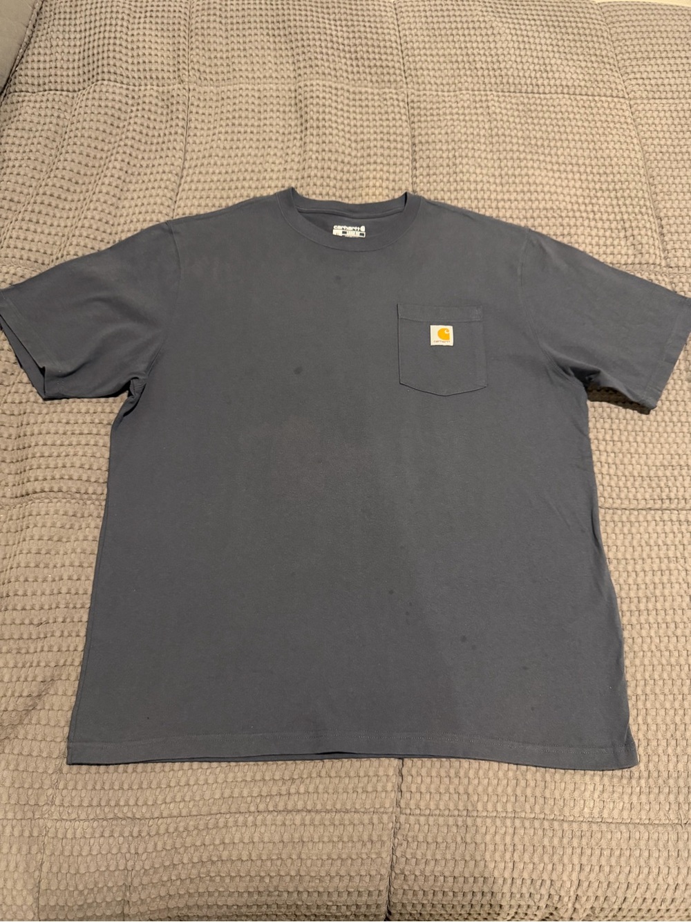 Carhartt Pocket T-Shirt – Men’s XL Loose Fit Gray Cotton Knit Short Sleeve Crew